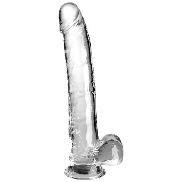 Clear Dildo mit Hoden 24,8 cm Transparent von King Cock | Fesselliebe.de