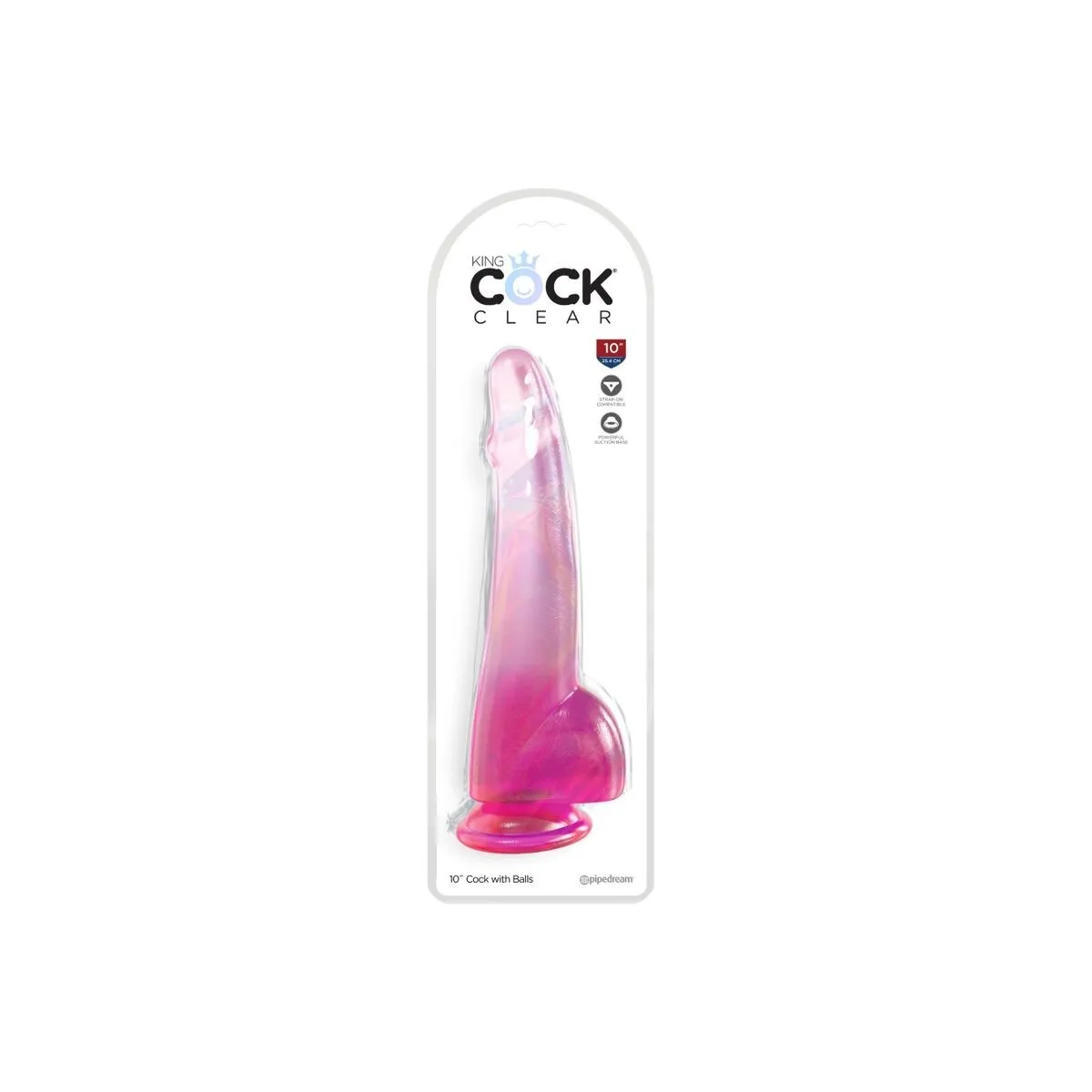 Clear Dildo mit Hoden 19 cm Rosa von King Cock | Fesselliebe.de