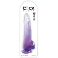 Clear Dildo mit Hoden 19 cm Lila von King Cock