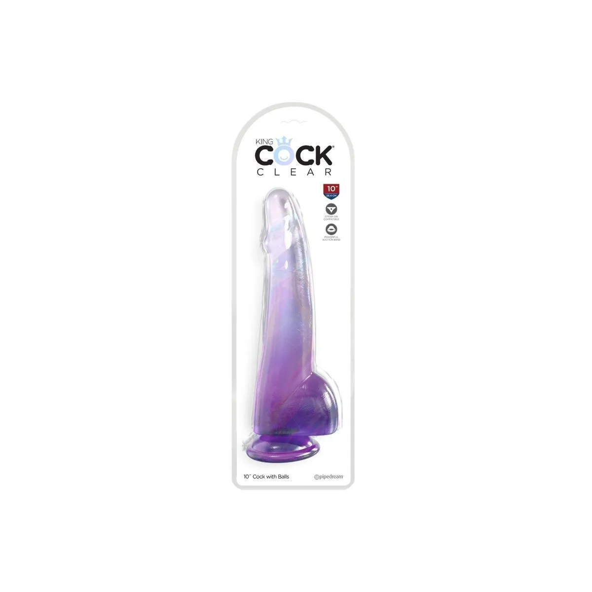 Clear Dildo mit Hoden 19 cm Lila von King Cock | Fesselliebe.de