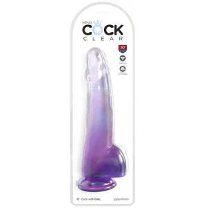 Clear Dildo mit Hoden 19 cm Lila von King Cock