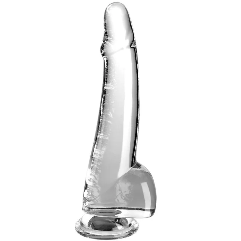 Clear Dildo mit Hoden 19 cm Transparent von King Cock | Fesselliebe.de