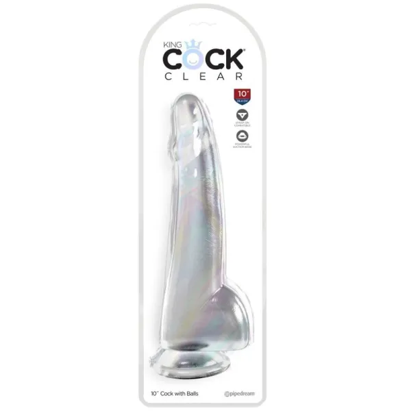 Clear Dildo mit Hoden 19 cm Transparent von King Cock | Fesselliebe.de