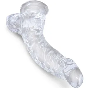 Clear Realistisch Gebogener Penis mit 16,5 cm Transparenten Eieren von King Cock