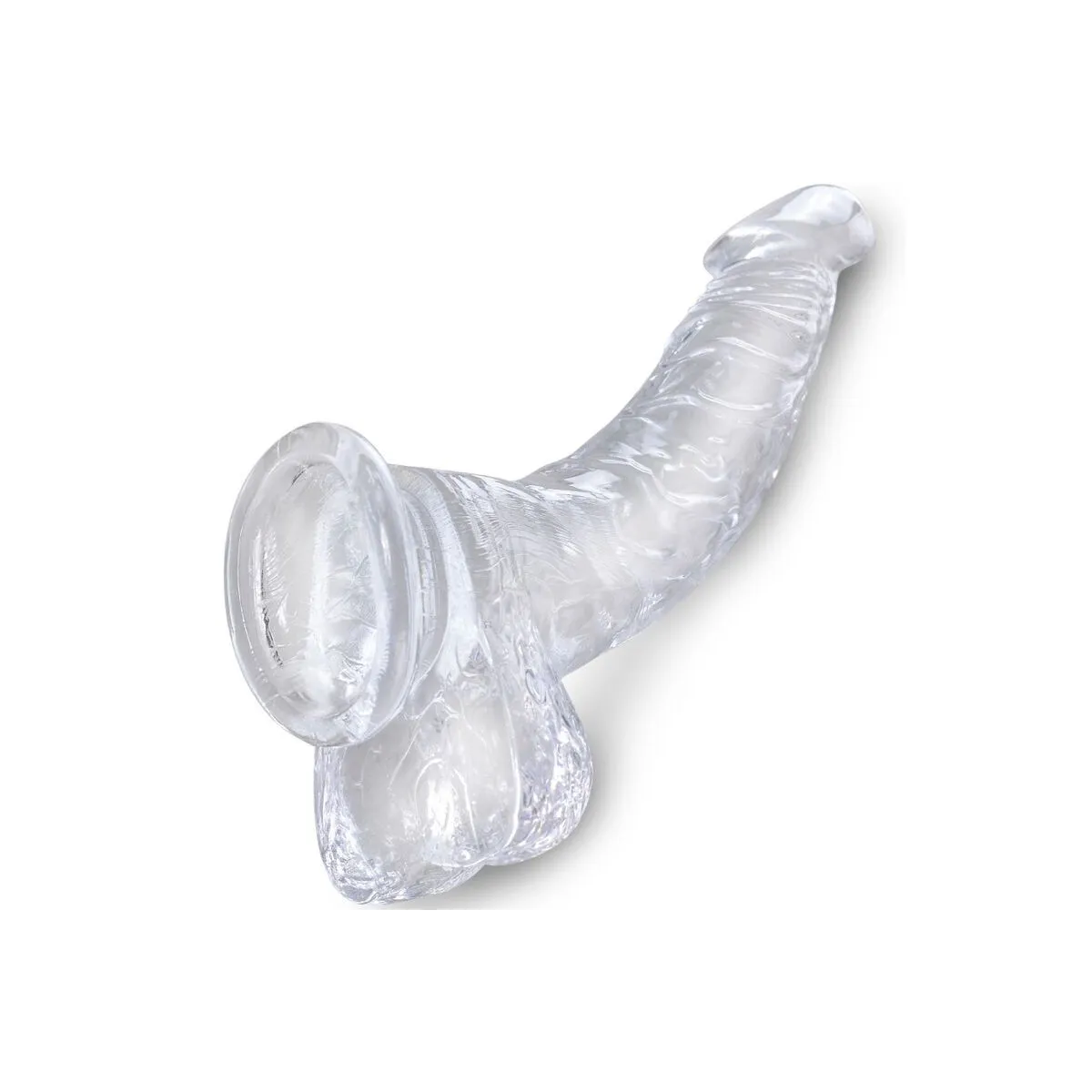 Clear Realistisch Gebogener Penis mit 16,5 cm Transparenten Eieren von King Cock | Fesselliebe.de