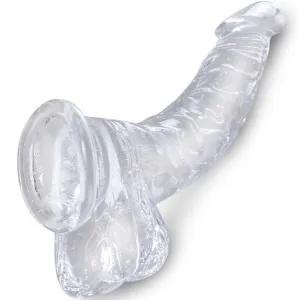 Clear Realistisch Gebogener Penis mit 16,5 cm Transparenten Eieren von King Cock