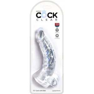 Clear Realistisch Gebogener Penis mit 16,5 cm Transparenten Eieren von King Cock