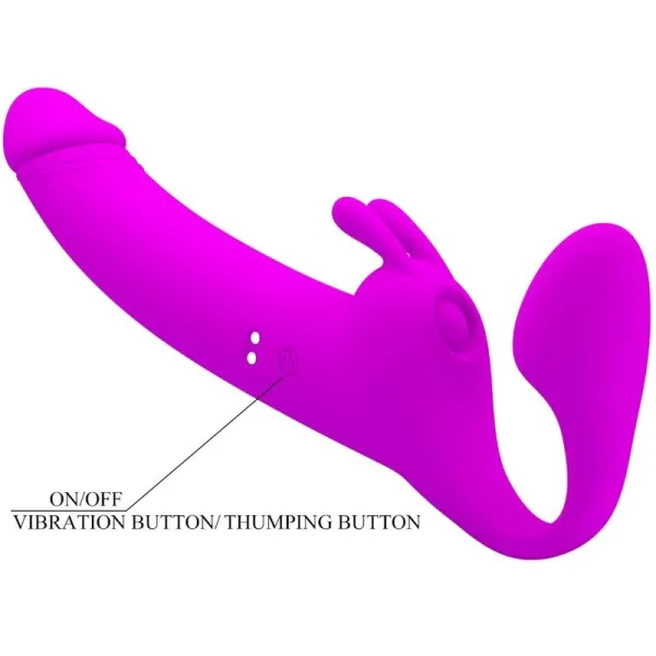 Zanini Strapless Strap-On 10 Vibrationen Lila von Pretty Love | Fesselliebe.de