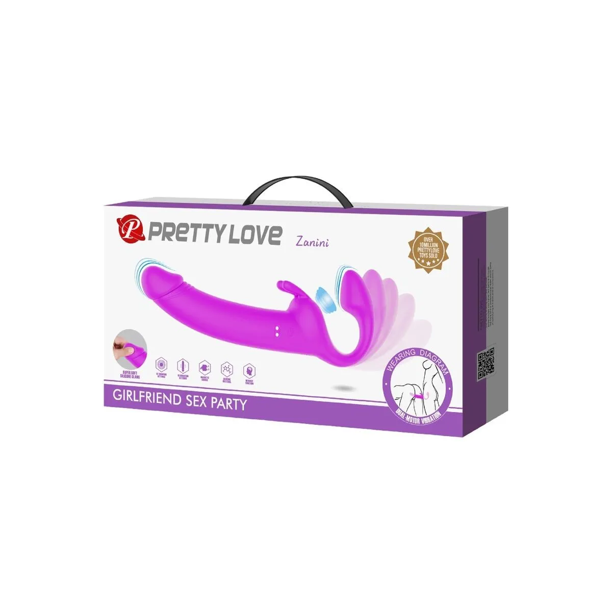 Zanini Strapless Strap-On 10 Vibrationen Lila von Pretty Love | Fesselliebe.de