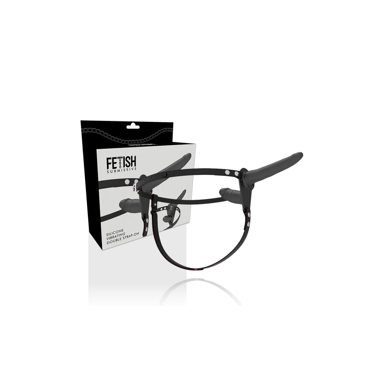 Doppelte Penetration Schwarzer Vibrator von Fetish Submissive Harness | Fesselliebe.de