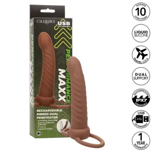 Maxx Ribbed Dual Penetrator 10 Vibrationen Braun von Calexotics | Fesselliebe.de