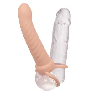 Maxx Ribbed Dual Penetrator 10 Vibrationen Fleisch von Calexotics