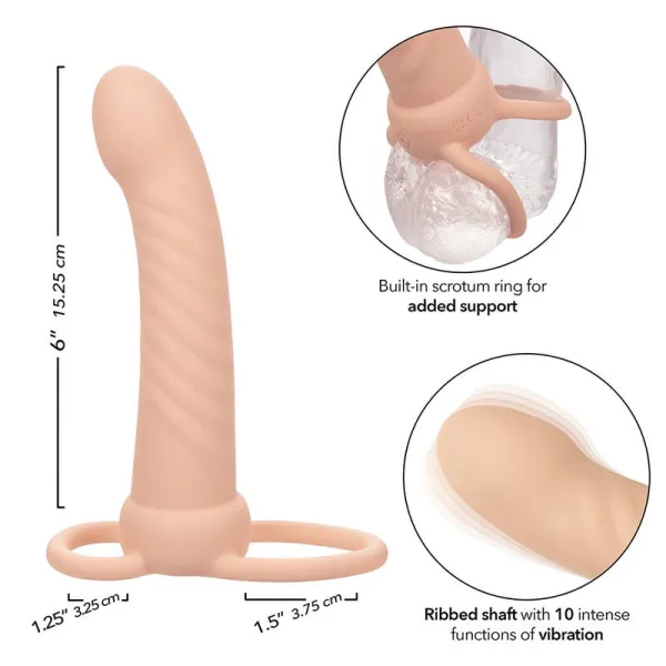Maxx Ribbed Dual Penetrator 10 Vibrationen Fleisch von Calexotics | Fesselliebe.de