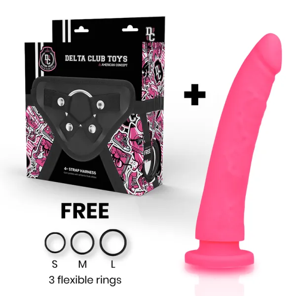 Toys Gurt + Dong Rosa Silikon 20 cm -O- 4 cm von Deltaclub | Fesselliebe.de