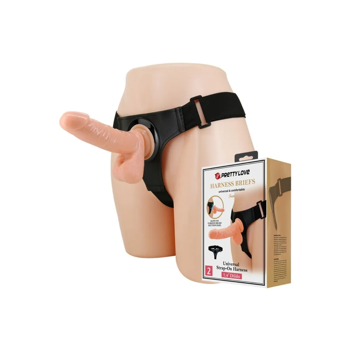 Harness-Hose Universal-Harness mit Dildo Tom 20 cm Natur von Pretty Love | Fesselliebe.de