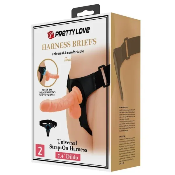 Harness-Hose Universal-Harness mit Dildo Tom 20 cm Natur von Pretty Love | Fesselliebe.de