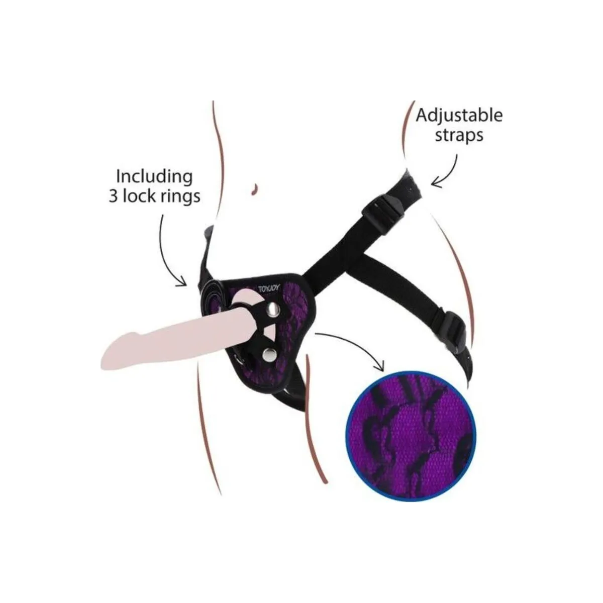 Strap-On-Spitzengeschirr Lila von Get Real | Fesselliebe.de