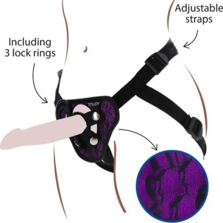Strap-On-Spitzengeschirr Lila von Get Real | Fesselliebe.de