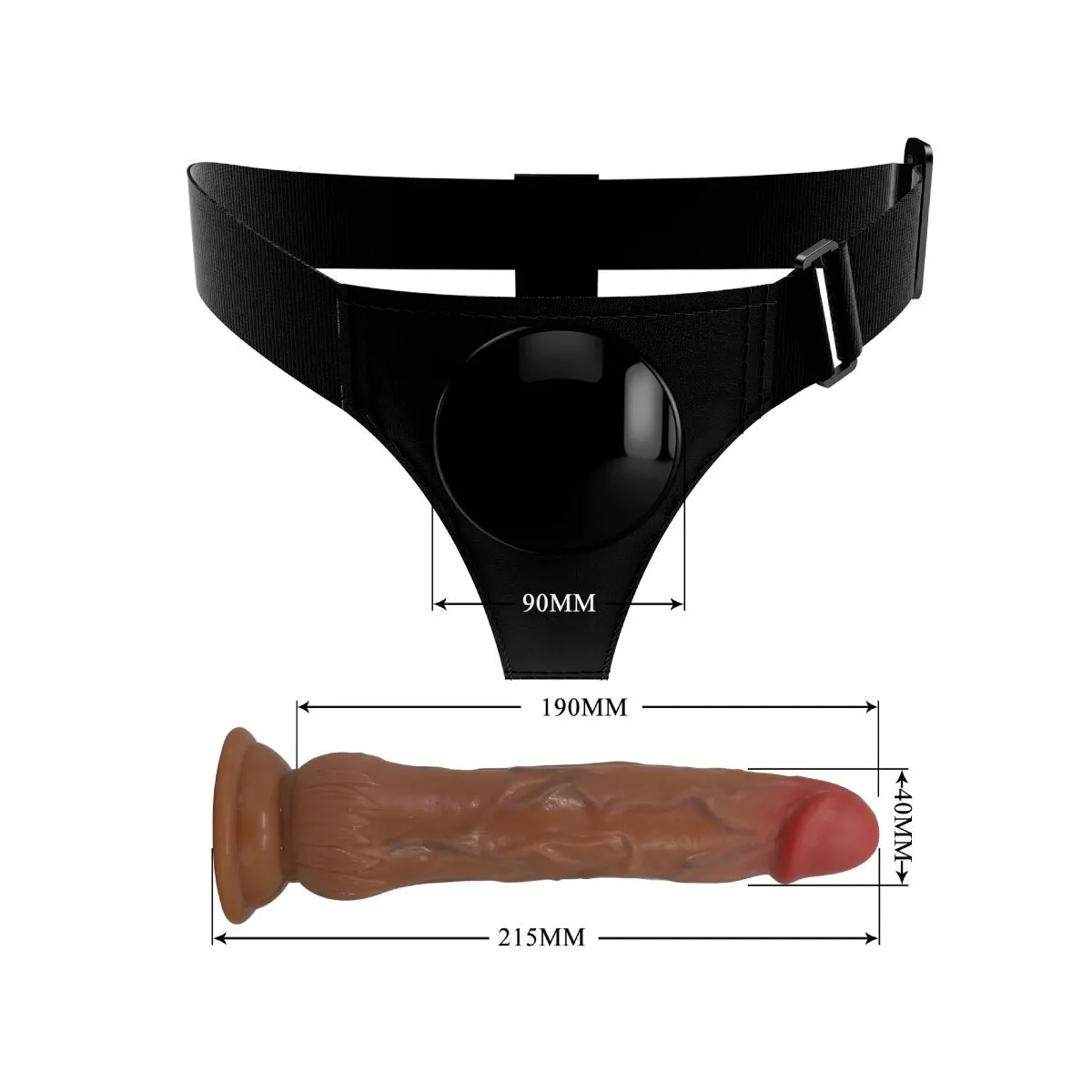 Kyton Universal Harness Slip mit Squirting Dildo 19 cm Mulato von Pretty Love | Fesselliebe.de