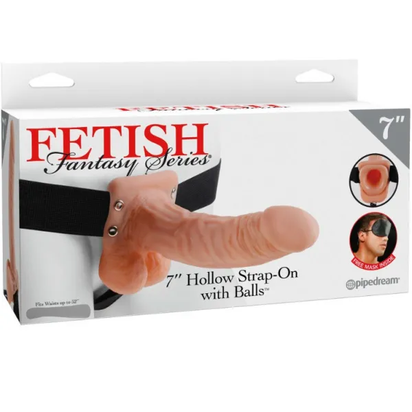 7 Hohl Strap-On mit Bällen 17,8 cm Fleisch von Fetish Fantasy Series | Fesselliebe.de