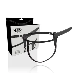 Schwarzer Silikonvibrator 15 cm von Fetish Submissive Harness