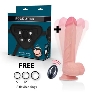 Harness + Flüssigsilikon Vibrator Premium Apache mit Fernbedienung 20,5 cm -O- 4,62 cm von Rock Army