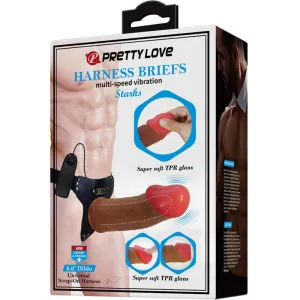 Starks Harness Slip Multi-Speed Vibration Dildo 17,5 cm Hellbraun von Pretty Love