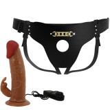 Marion Harness Universal Slip mit Vibrationsdildo 19 cm Braun von Pretty Love | Fesselliebe.de