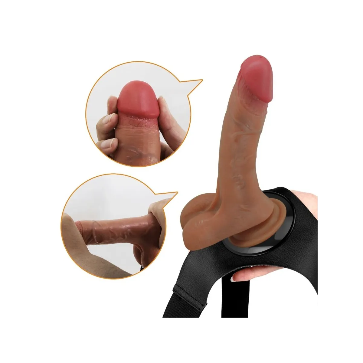 Universal Harness Slip mit Vibrierendem und Squirting-Dildo 15,5 cm Mulato von Pretty Love | Fesselliebe.de