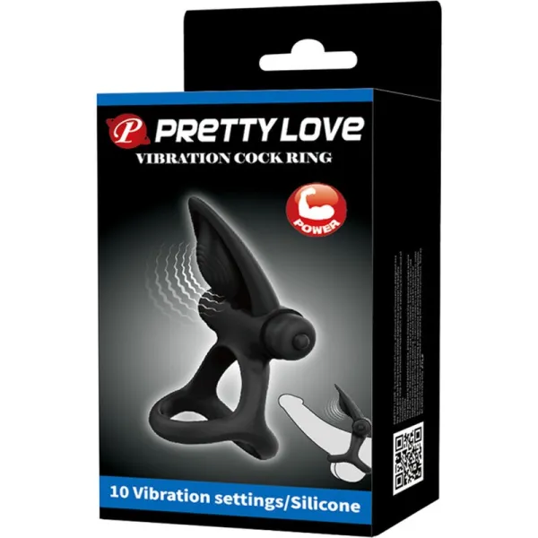 Vibrationsring 10 Vibrationen Schwarzes Silikon von Pretty Love Male | Fesselliebe.de