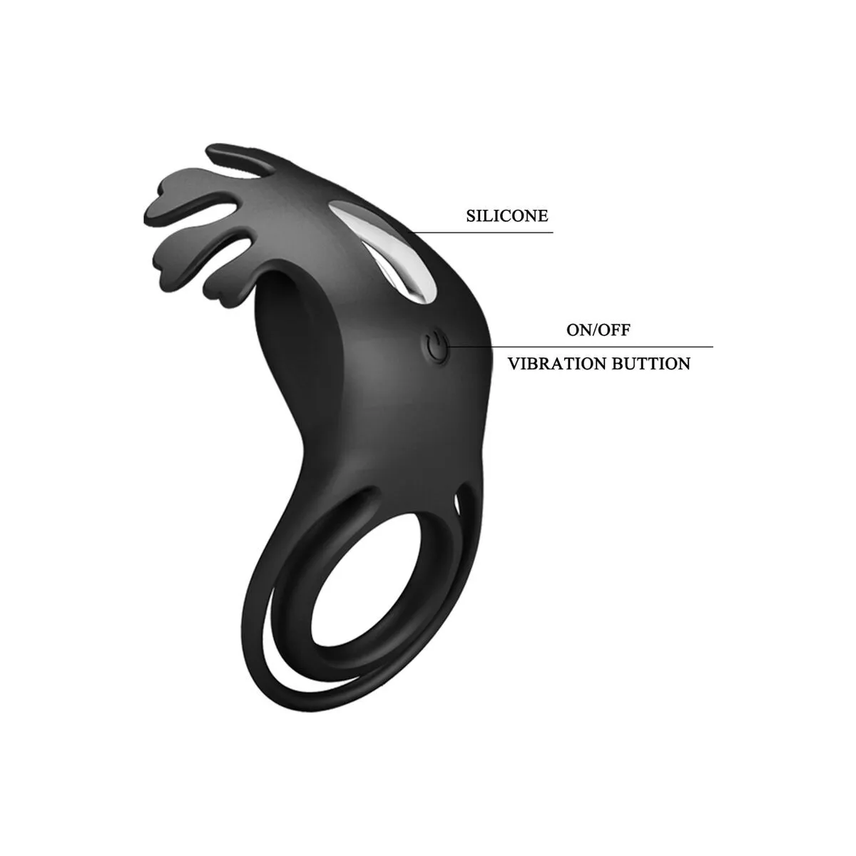 Ruben Vibratorring 7 Vibrationen Schwarzes Silikon von Pretty Love Male | Fesselliebe.de