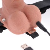 Verstellbarer Gurt mit realistischem Penis und Hoden und Vibrator, wiederaufladbar 17,8 cm von Fetish Fantasy Series | Fesselliebe.de
