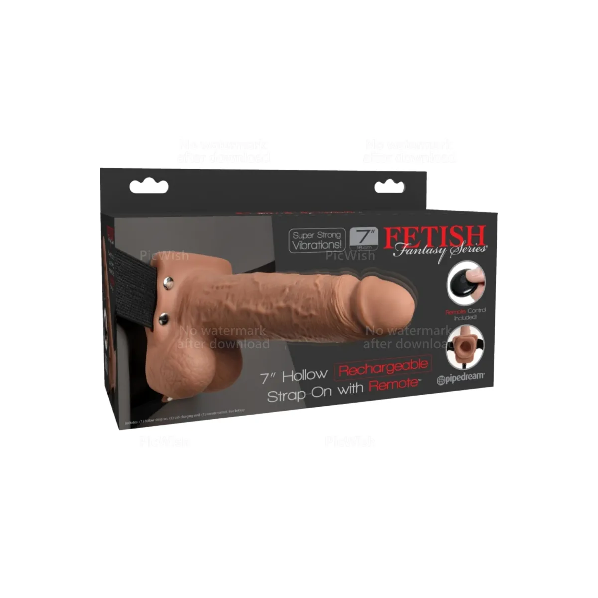 Verstellbarer Gurt mit realistischem Penis und Hoden und Vibrator, wiederaufladbar 17,8 cm von Fetish Fantasy Series | Fesselliebe.de
