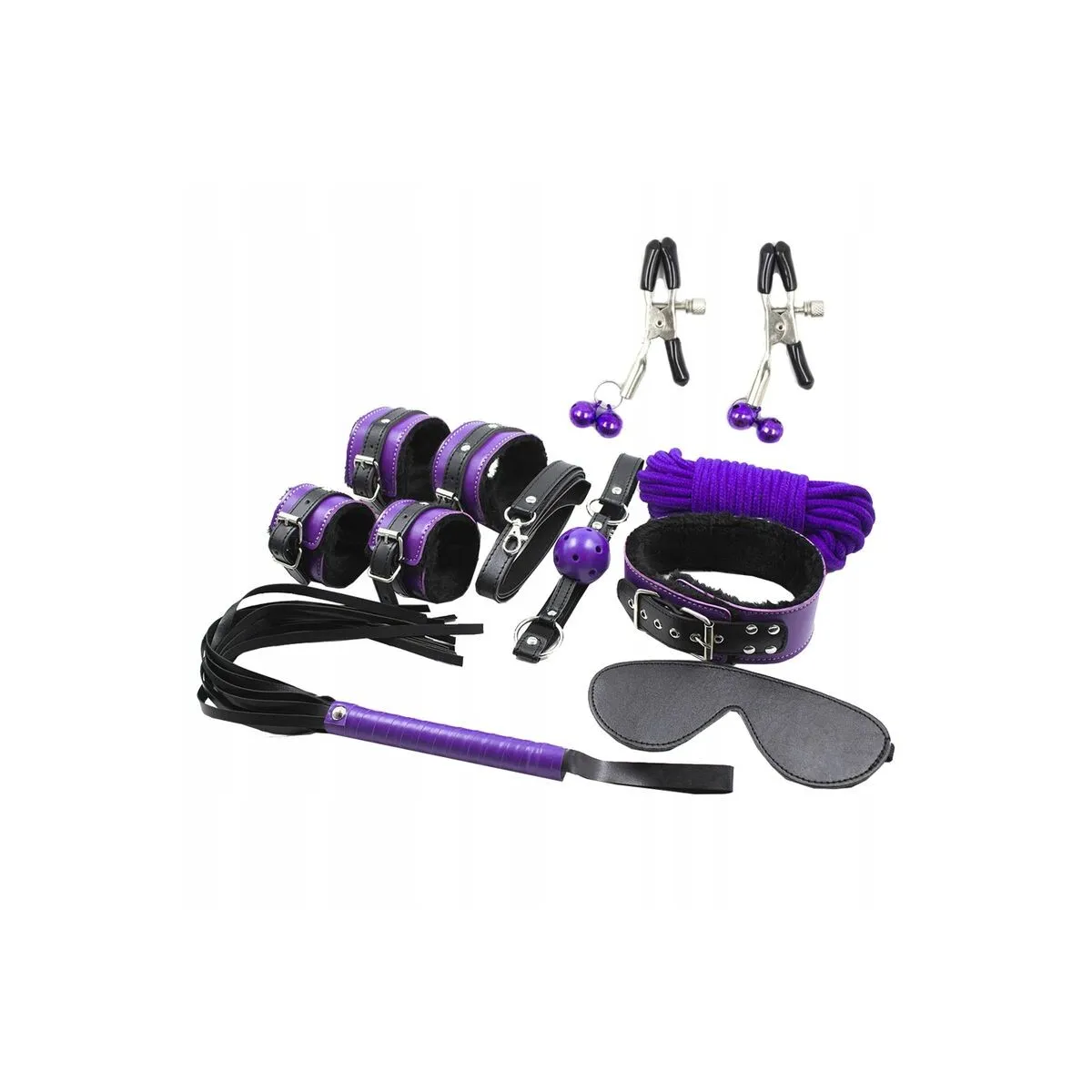 Bdsm Set 8pcs Purble / Black, von Secretplay 100% Fetish | Fesselliebe.de