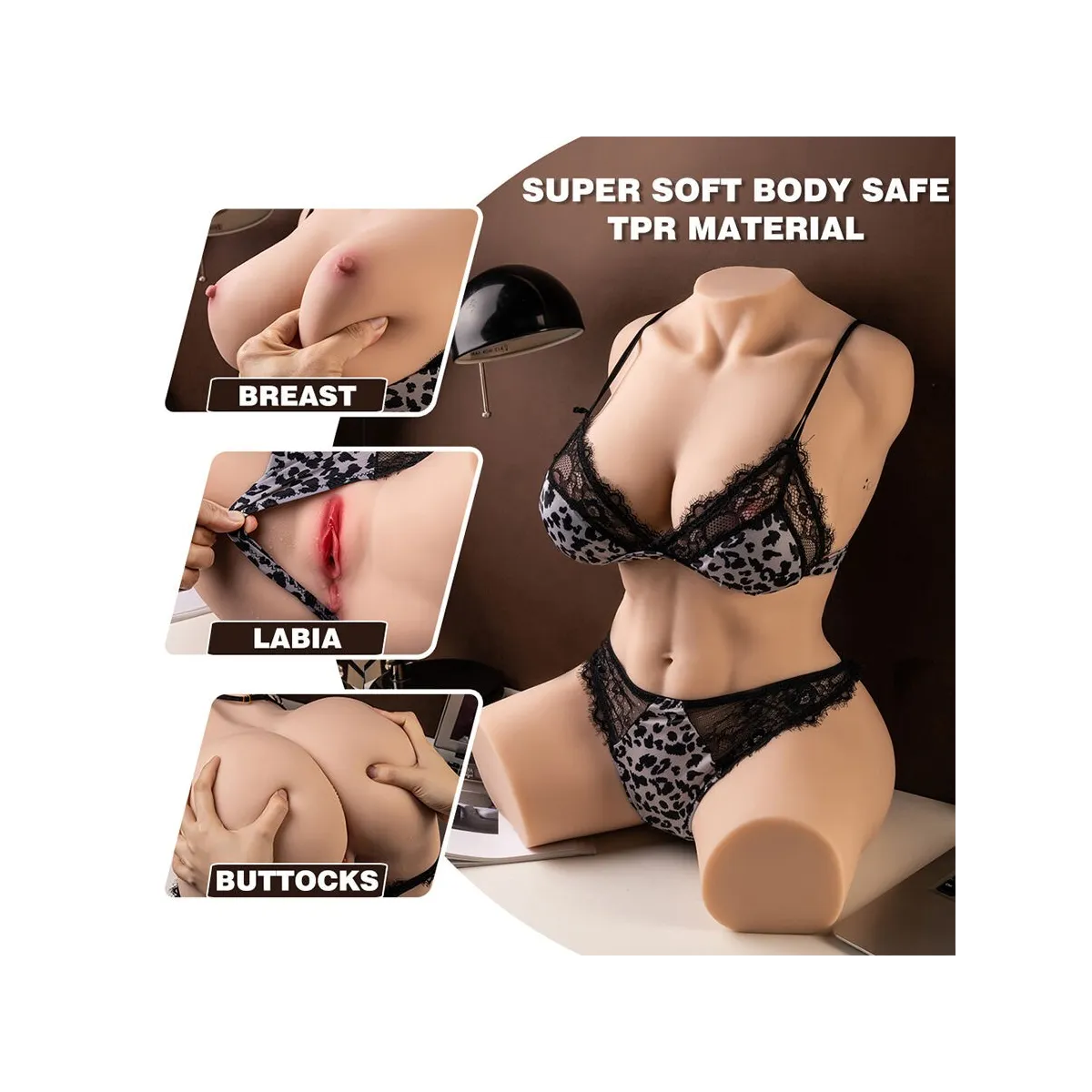 Muriel Realistischer weiblicher Torso mit Stoßfunktion, 55 cm von Xise | Fesselliebe.de