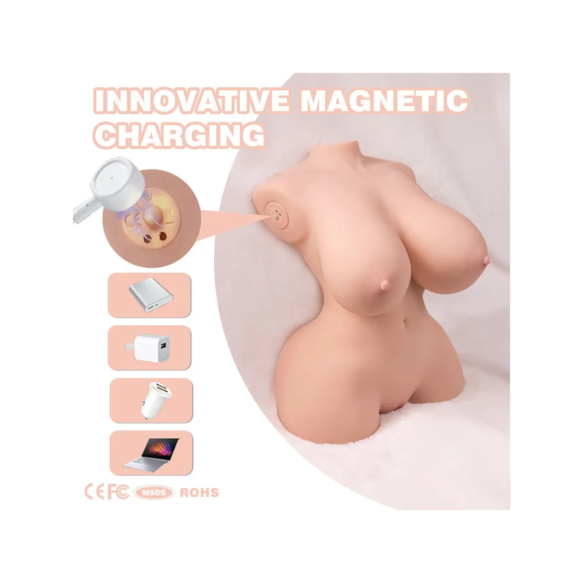 Kleiner, Realistischer Torso mit weiblicher Vibration, 40 cm von Xise | Fesselliebe.de