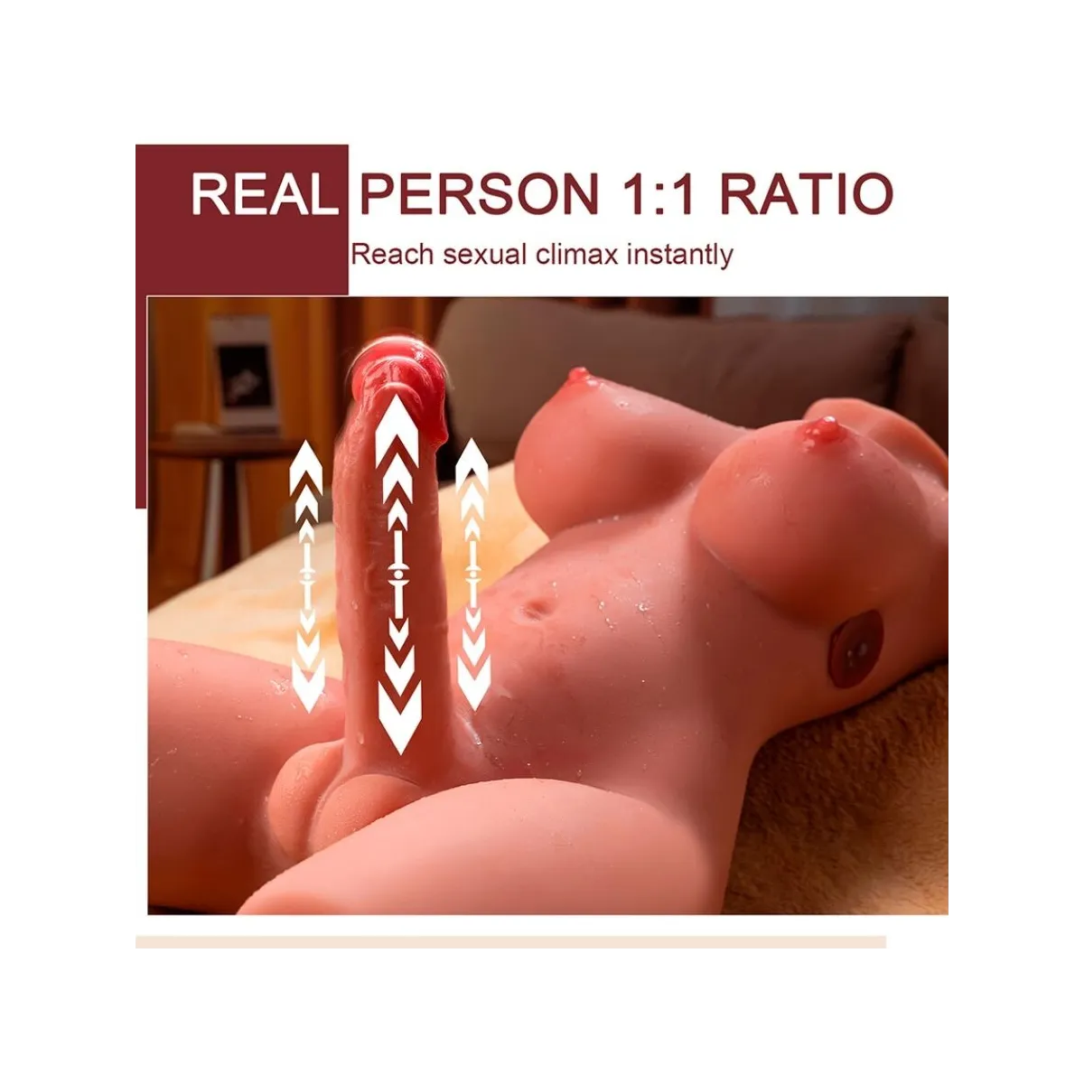 Miah Lady Boy weiblicher Torso mit Dildo mit Vibration und Stossfunktion 55 cm von Xise | Fesselliebe.de