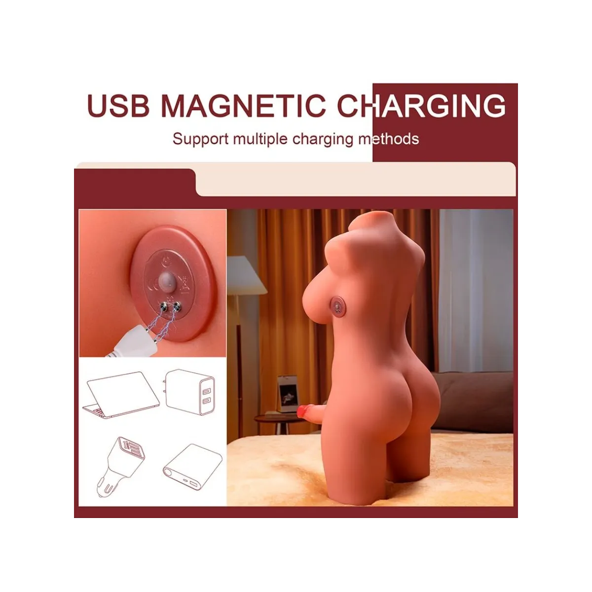 Miah Lady Boy weiblicher Torso mit Dildo mit Vibration und Stossfunktion 55 cm von Xise | Fesselliebe.de