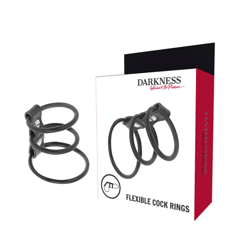 Set aus 3 Flexiblen Penisringen von Darkness Bondage | Fesselliebe.de
