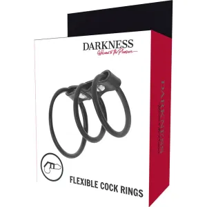 Set aus 3 Flexiblen Penisringen von Darkness Bondage