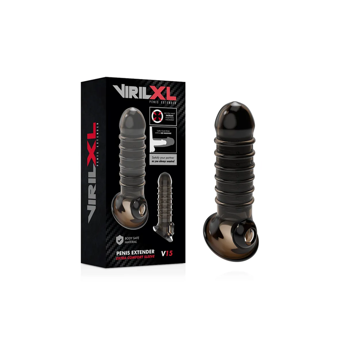 Penisverlängerung und Hülle V15 Schwarz von Virilxl | Fesselliebe.de