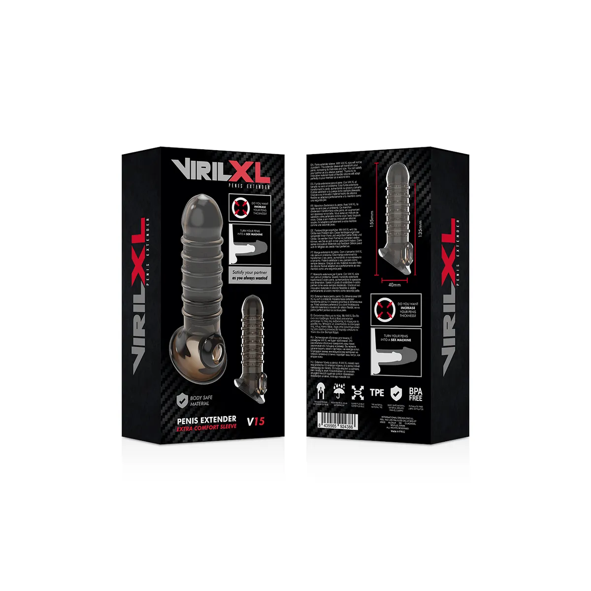 Penisverlängerung und Hülle V15 Schwarz von Virilxl | Fesselliebe.de