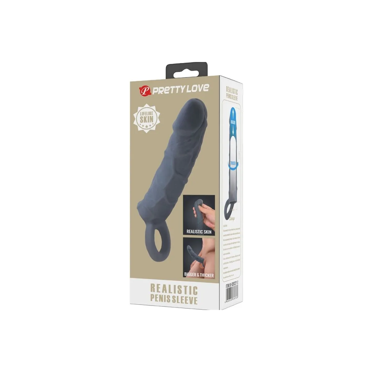Realistische Penishülle aus Haut, Dunkelgrau von Pretty Love | Fesselliebe.de