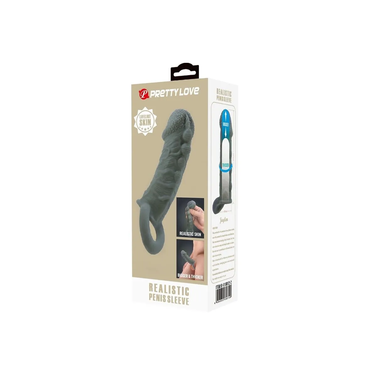 Realistischer Penisvergrösserer und Verzögerungshülse Grau von Pretty Love | Fesselliebe.de
