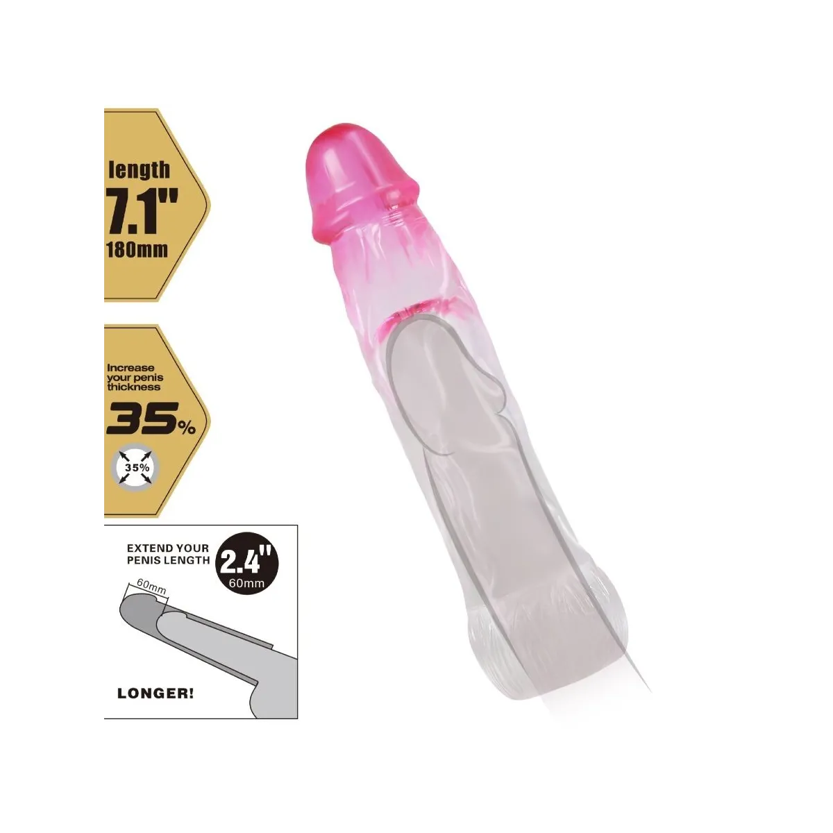 Neron Realistische 6 cm Penisvergrösserungshülse Rosa von Pretty Love | Fesselliebe.de