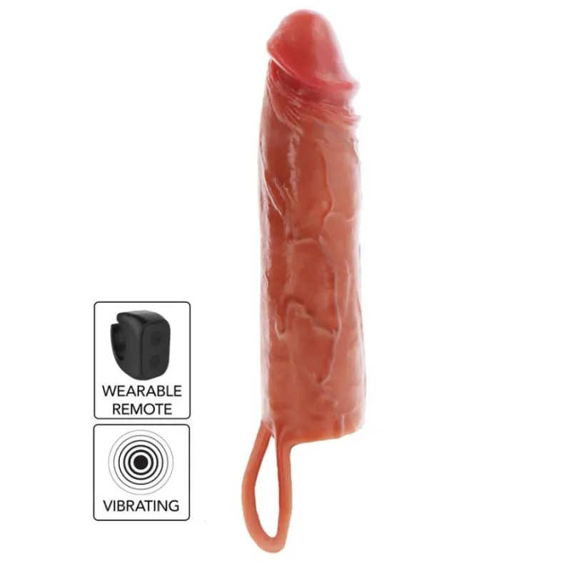 Feuchtigkeitsspendende Silikon-Vibrations-Penishülle In Karamell, 20 cm von Get Real | Fesselliebe.de