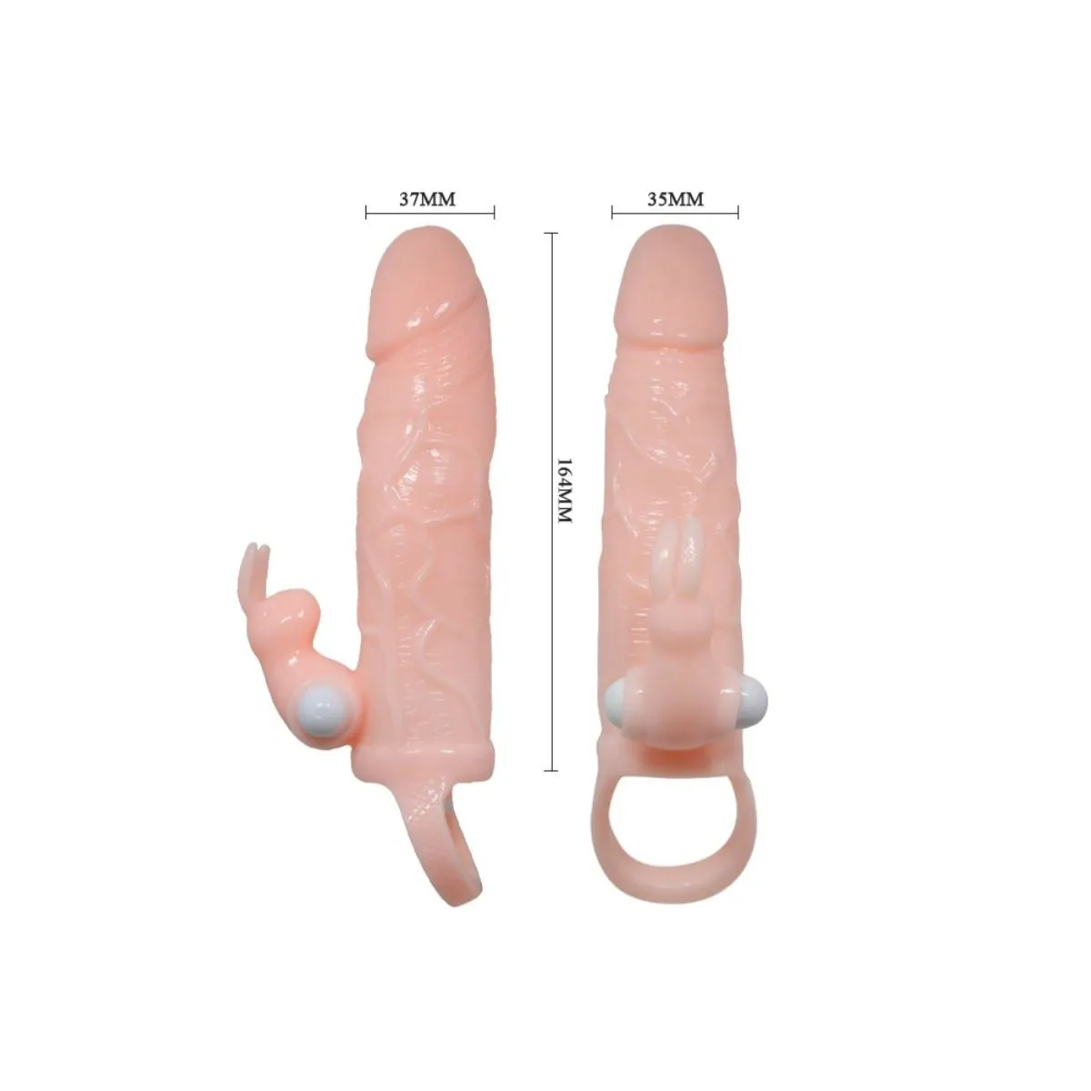 Brave Man Penisabdeckung mit Rabbit und Doppelmotor Fleisch 16,5 cm von Baile For Him | Fesselliebe.de