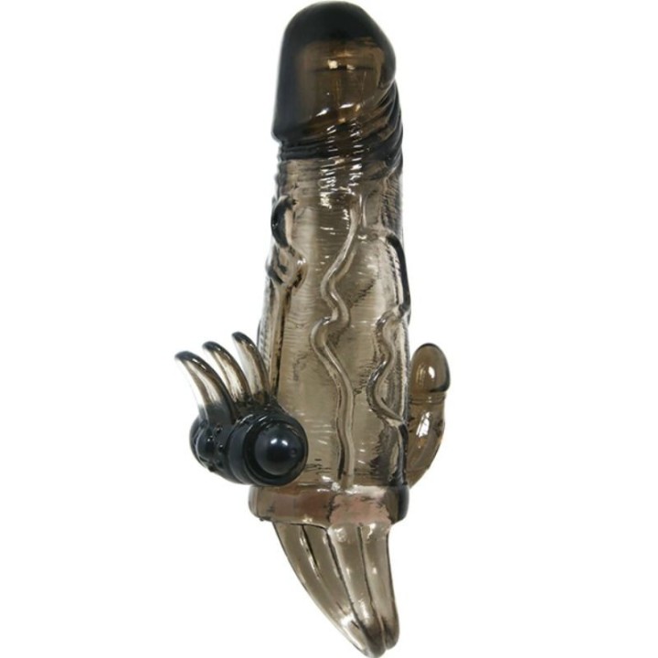 Brave Man Penishülle mit Klitoris und Analstimulation Doppelte Kugel Schwarz 16,5 cm von Baile For Him | Fesselliebe.de