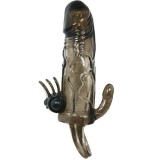 Brave Man Penishülle mit Klitoris und Analstimulation Doppelte Kugel Schwarz 16,5 cm von Baile For Him | Fesselliebe.de
