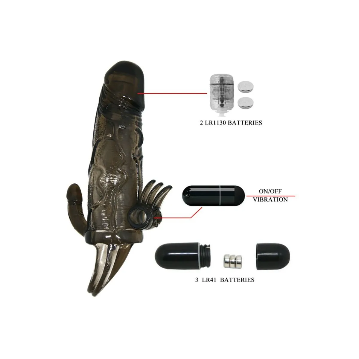 Brave Man Penishülle mit Klitoris und Analstimulation Doppelte Kugel Schwarz 16,5 cm von Baile For Him | Fesselliebe.de